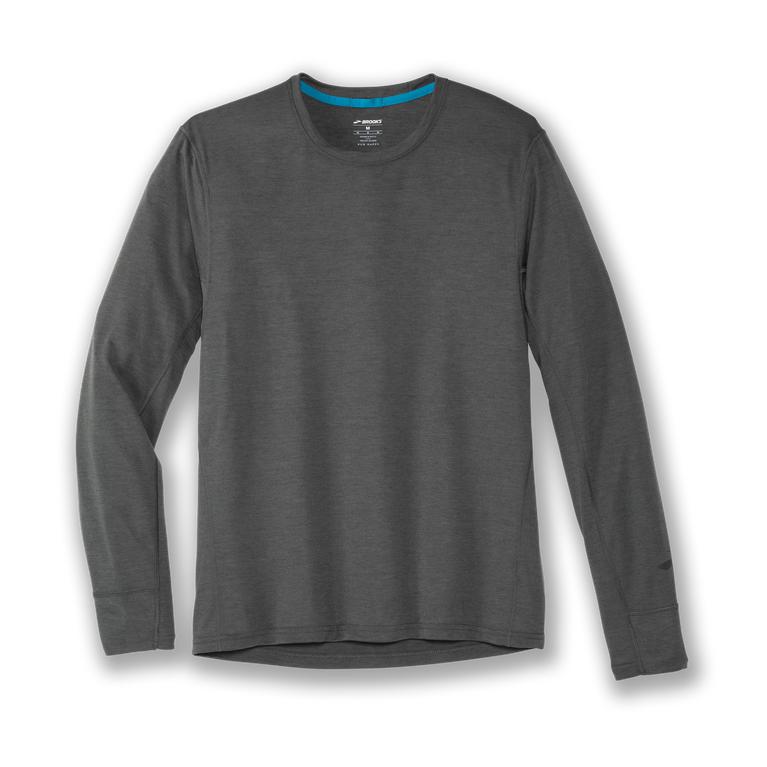 Brooks Distance Long Sleeve Running Shirt - Men's - Heather Dark Oyster/grey (64135-FPDR)